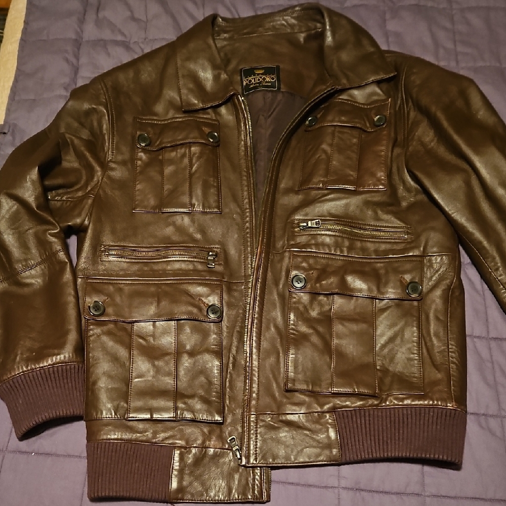 Leather Brown Bomber Jacket